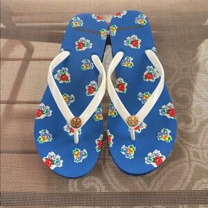Tory Burch Blue Floral Sandals